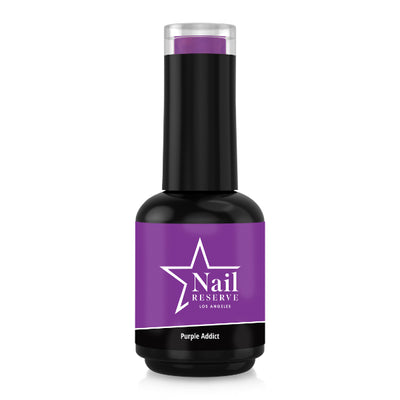bottle of purple addict soak off gel polish