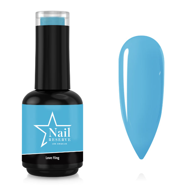 Bottle and nail swatch of Love Fling soak-off gel polish