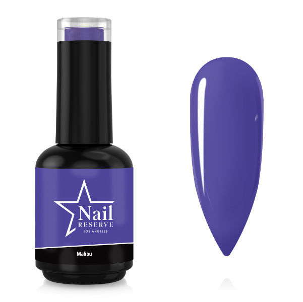 Bottle and nail swatch of Malibu soak-off gel polish