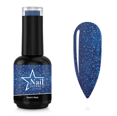 Bottle and nail swatch of Ocean's Heart soak-off gel polish