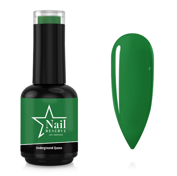 Bottle and nail swatch of Underground Queen soak-off gel polish
