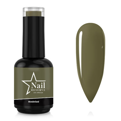 Bottle and nail swatch of Wonderland soak-off gel polish