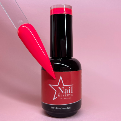 Bottle and nail swatch of Let's Have Some Fun soak-off gel polish