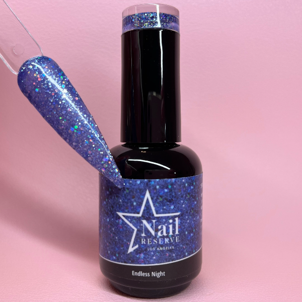 Bottle and nail swatch of Endless Night soak-off gel polish