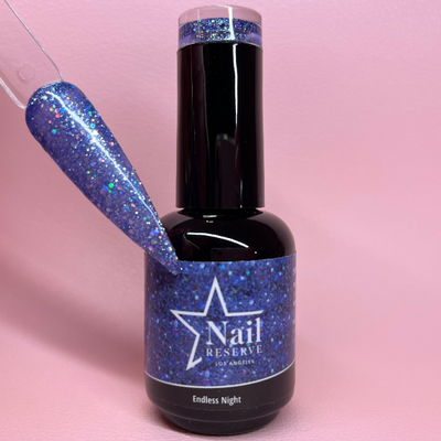 Bottle and nail swatch of Endless Night soak-off gel polish