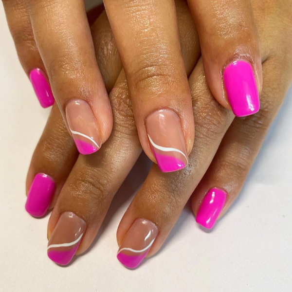 Manicure of Electric Pink soak-off gel polish